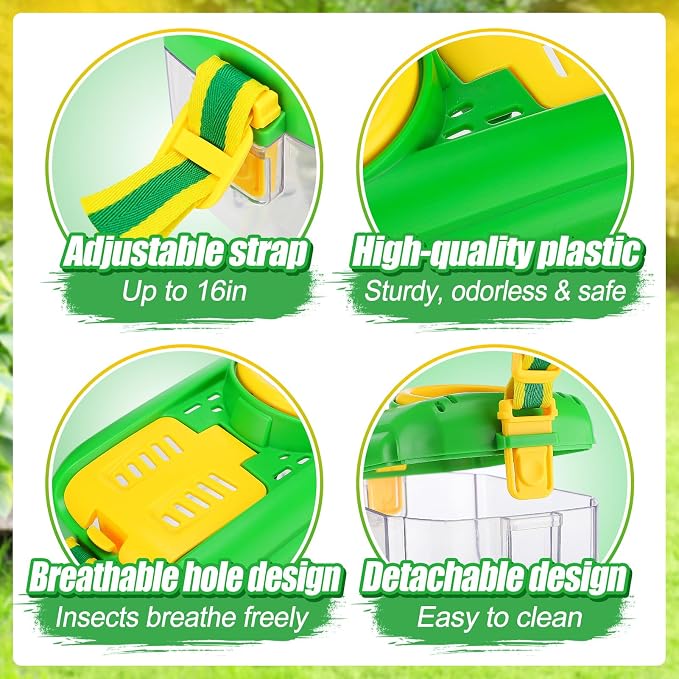 2 Sets Bug Catcher for Kids, Bug Catching Kit Gifts with Butterfly Net Toys | Built-in Magnifying Glass Bugs Box, Kids Camping Toys Bugs Collection Outdoor Explorer Kit for Age 3 4 5 6 7 8, Green