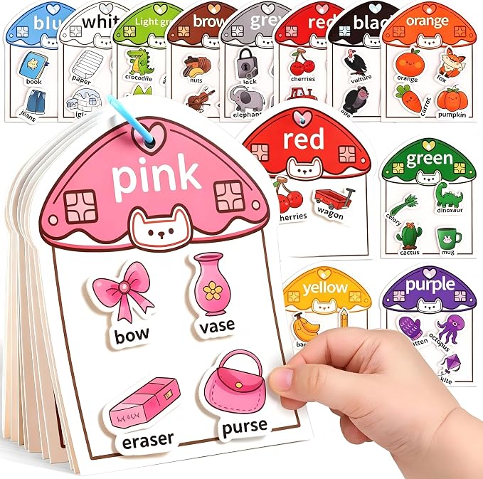 Montessori Busy Book Color Sorting Toys for Toddlers 3-5, Autism Educational Toys Preschool Learning Activities for Kids,Poke a dot Book Sensory Fine Matching Games for 3 Year Old Boys Girls Gifts