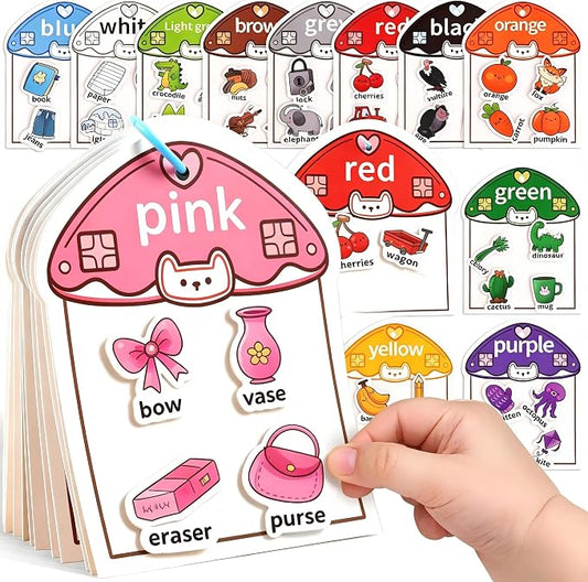 Montessori Busy Book Color Sorting Toys for Toddlers 3-5, Autism Educational Toys Preschool Learning Activities for Kids,Poke a dot Book Sensory Fine Matching Games for 3 Year Old Boys Girls Gifts