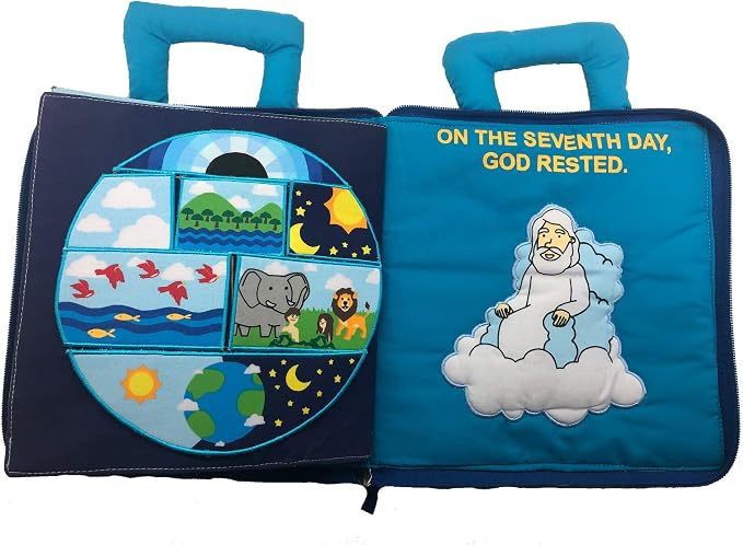 in The Beginning Quiet Book Explore The Story of Creation | Fabric Activity Busy Book for Toddlers and Children | Educational and Engaging Bible Church Book