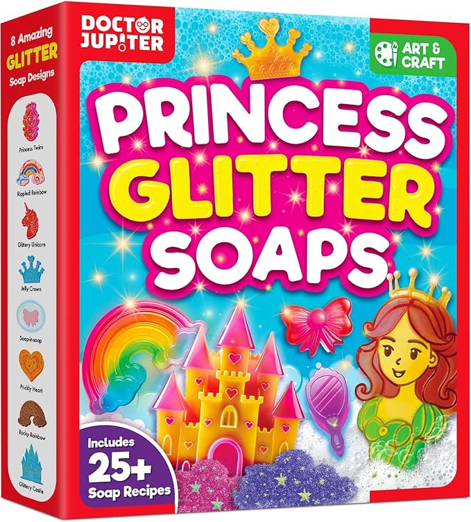 Doctor Jupiter Princess Glitter Soap Making Kit for Kids Ages 6+ | Princess Toys, Birthday Gift Ideas for Girls 6,7,8,9,10 Year Olds, Science Kits for Kids Ages 5-7-8-12, STEM Toys, DIY Craft