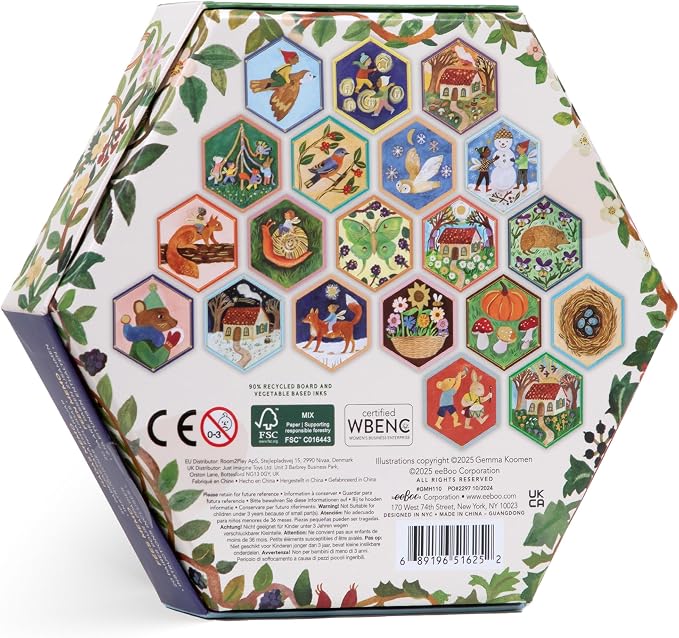 eeBoo: Memory & Matching Game - Cottage Fairies - 20 Hexagon-Shaped Matching Pairs, Nature Themed Concentration Tile Game, Kids Ages 3+, 1-4 Players