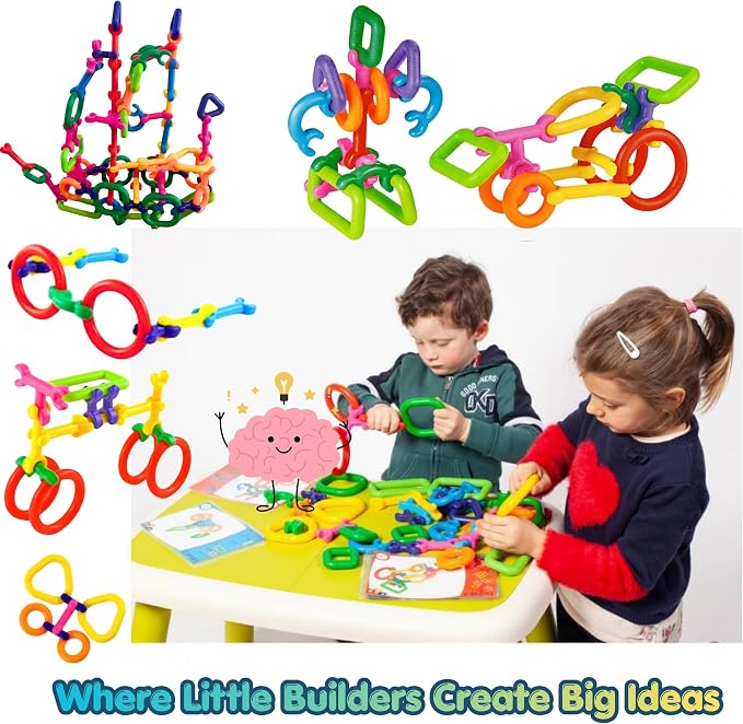 Click & Create Builder Set (80 pcs) - STEM Educational Interlocking Building Blocks for Kids Ages 2-7, Creative Construction Toy for Boys & Girls, Colorful Fine Motor Skills Toy