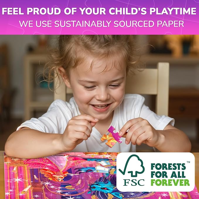 60 Piece Puzzles for Kids Ages 4-6 - 4 Jigsaw Toddler Puzzles Ages 3-5 | Fairy Tale Princess Puzzles - Quiet Time Toys for Preschoolers - FSC Certified Learning Toys - Gift for 5 Year Olds