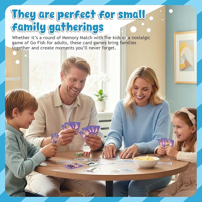 Card Games for Kids: Go Fish, Old Maid, Slap Jack, and Memory Match — 4 Decks in 1 Pack. Classic Kids Card Games for Family Game Night, Perfect for Toddlers, Kids