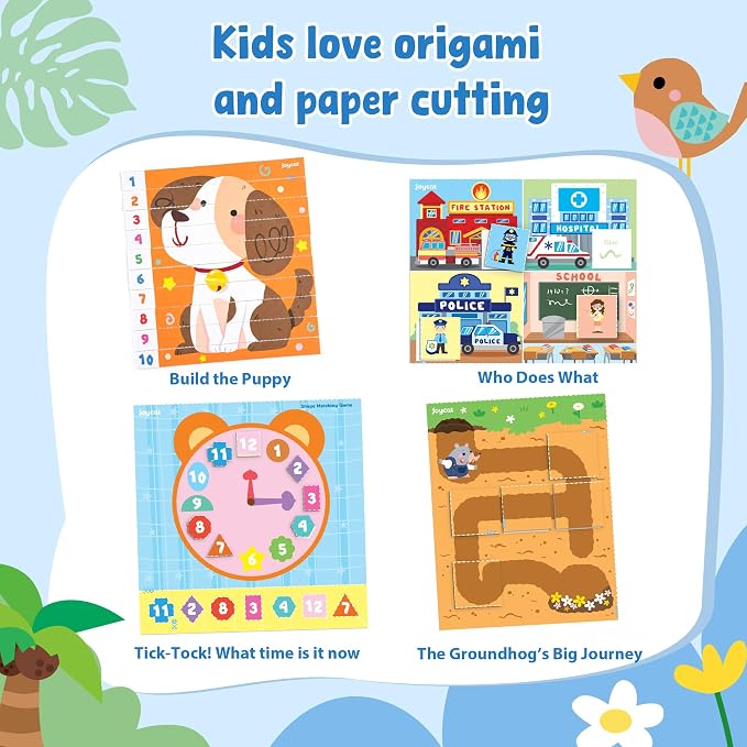 JoyCat Scissor Skills Activity Kit, Toddler Scissors Ages 3-5, Learning | Preschool workbook with 34 learning activities, scissors for kids and glue for cutting practice and toddler crafts.