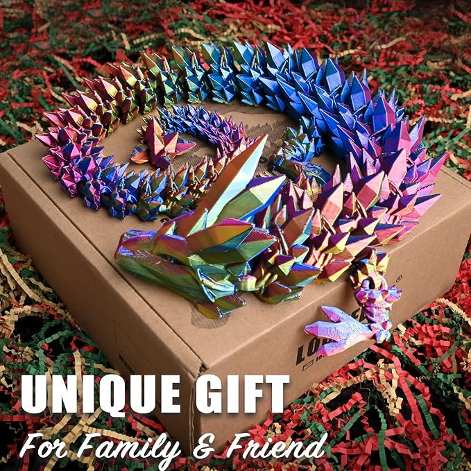 30 Inch Large 3D Printed Dragon 76cm Long Fidget Toy Gift Decor | Flexible Giant Articulated Dragon Toy, Home Desk Decoration, Birthdays Christmas Gift for Kid Boy Girl Adult, Red Yellow Blue