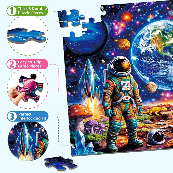 2-Pack Puzzles for Kids Ages 4-6, 100-Piece Puzzles for Kids Ages 6-8 – Space & Ocean, Educational Puzzles for Boys and Girls, Ages 3+(Space & Ocean) | 2-in-1 Space & Ocean Puzzle Set | Educational Puzzles for Ages 6-8, Age-Appropriate Learning Toys, A...
