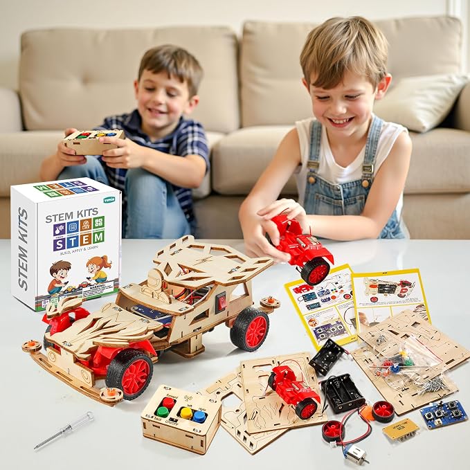 STEM Toys for Ages 8-13, Remote Control Model Car Building Science Kits | 8 9 10 11 Year Old Boys Birthday Gifts, STEM Kits for Kids Age 8-10 12-14 Crafts Projects 8-12, 3D Wooden Puzzles Girls