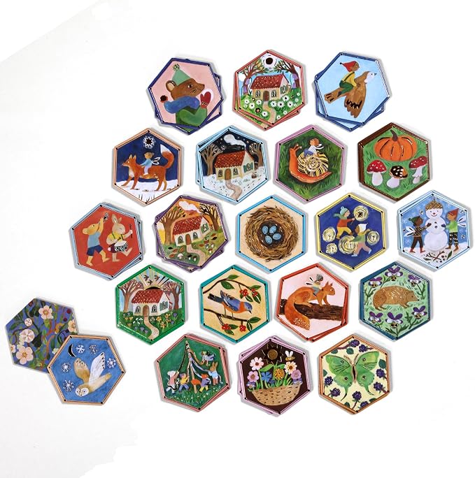 eeBoo: Memory & Matching Game - Cottage Fairies - 20 Hexagon-Shaped Matching Pairs, Nature Themed Concentration Tile Game, Kids Ages 3+, 1-4 Players