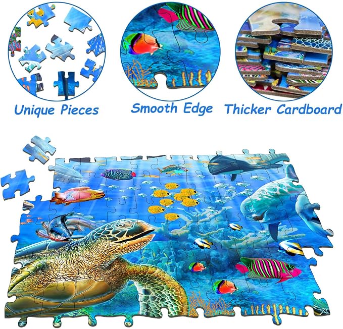 Puzzles for Kids Ages 6-8 & 8-10, 200 Piece Ocean Adventure Jigsaw Puzzle | Educational Learning Toy Jigsaw Puzzles for Kids Ages 10-12, Great Birthday & Holiday Gift for Boys and Girls, Home Decor