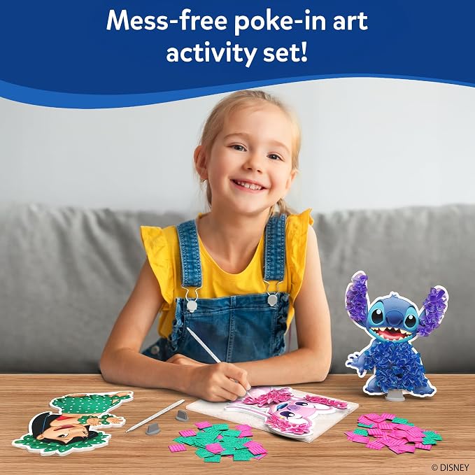 Skillmatics Poke-in Art – Lilo & Stitch, Wood Craft Kit, Gift for Kids | DIY Mess-Free Room Decor, Fine Motor Skills, Screen-Free Fun, Travel Activity, Girls & Boys Ages 4, 5, 6, 7, 8, 9