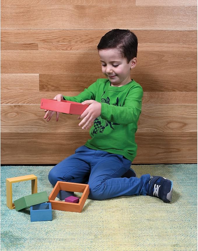 tickit Wooden Rainbow Architect Squares, Nesting Puzzle | Stacking Blocks for Ages 1+