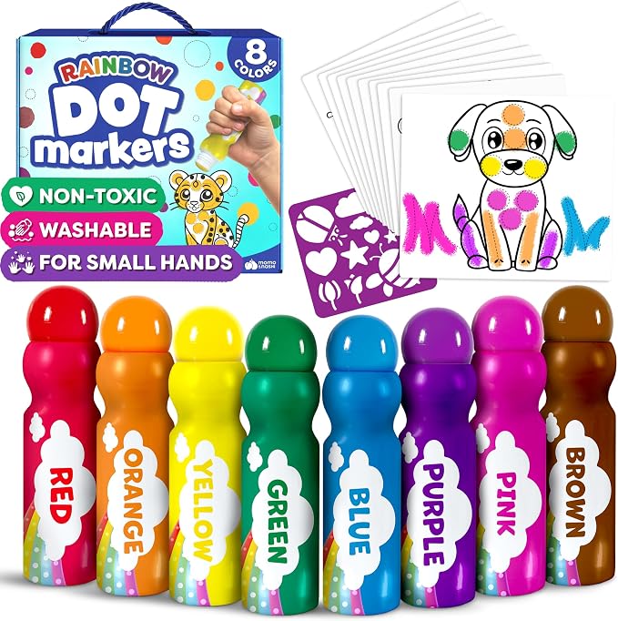 Dot Markers For Toddlers 1-3 - Dot Art Paints Washable For Kids - Includes Printed & PDF Coloring Sheets - Toddler Arts And Crafts for Kids Ages 2-4 - Preschool Learning Activities, Bingo Daubers