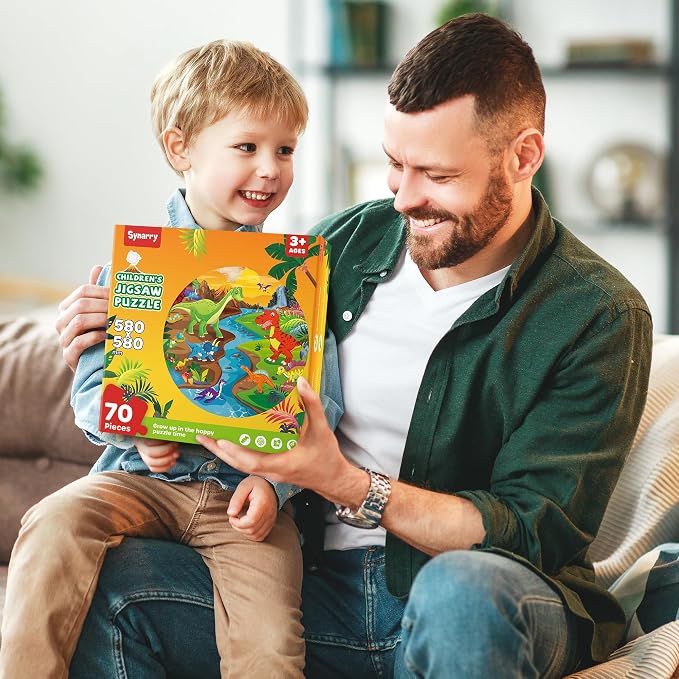 SYNARRY Floor Puzzles for Kids Ages 4-6, Large 70 Piece Dinosaur Puzzles for Toddlers Ages 2-4, Dinosaur Puzzles for Kids 4-8, Preschool Toys Gifts for 3 4 5 6 7 8 Years Old Toddlers Boys Girls Child | Jigsaw Puzzle for Kids Ages 4-8, Dinosaur Toys for...