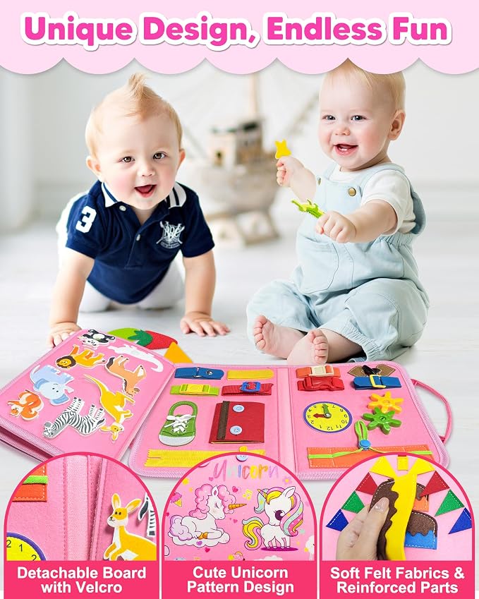 Busy Board Montessori Toys for Toddler Girl Birthday Gift Busy Book | Airplane Car Travel Toy, Learning Educational Toys, Activity Book, Toddler Activities, Sensory Toys, Fine Motor Skills