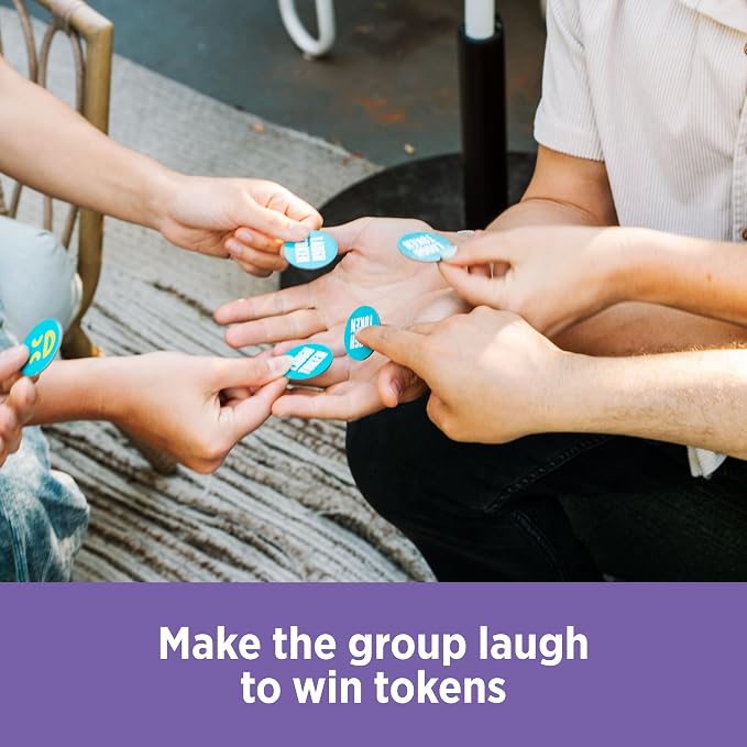 You Laugh You're Out | Charades Party Card Game for Adults & Teens Ages 14+ | 125 Prompt Cards, Laugh Tokens, Sand Timer, 4+ Players, Try Not to Laugh Challenge, Teen Game, Game Night Activity