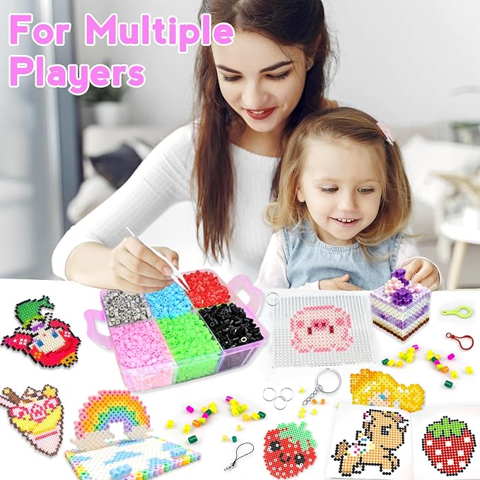 11000 Fuse Beads Craft Kit with Storage Box,20 Colors 5mm Beads, Pegboards, Ironing Papers and Accessories. Arts and Crafts Set Toys Gifts for Boys & Girls Christmas Birthday.DIY Craft Gift for Kids