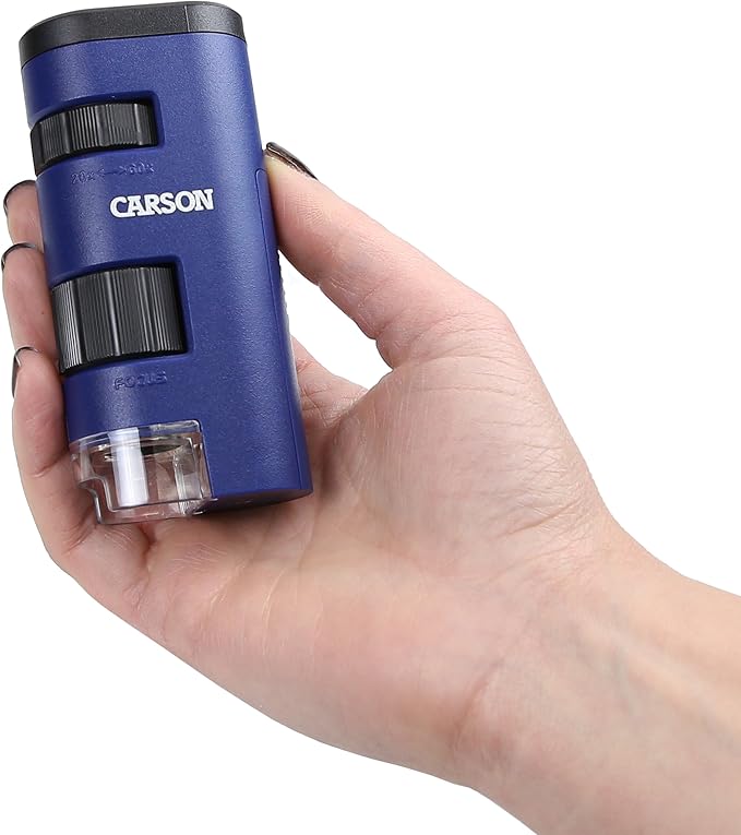 Carson Pocket Micro 20x-60x LED Pocket Microscope Handheld STEM Toy (MM-450) | Easy-to-Use Mini Handheld Microscope for Adults, STEM for Kids (MM-450)