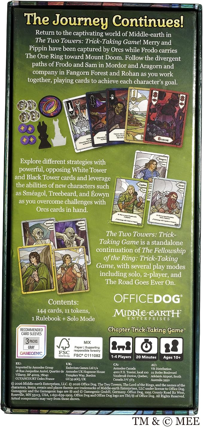The Lord of the Rings The Two Towers Trick-Taking Game | A Cooperative Card Adventure! Strategy Game for Kids & Adults, Ages 10+, 1-4 Players, 20 Mins