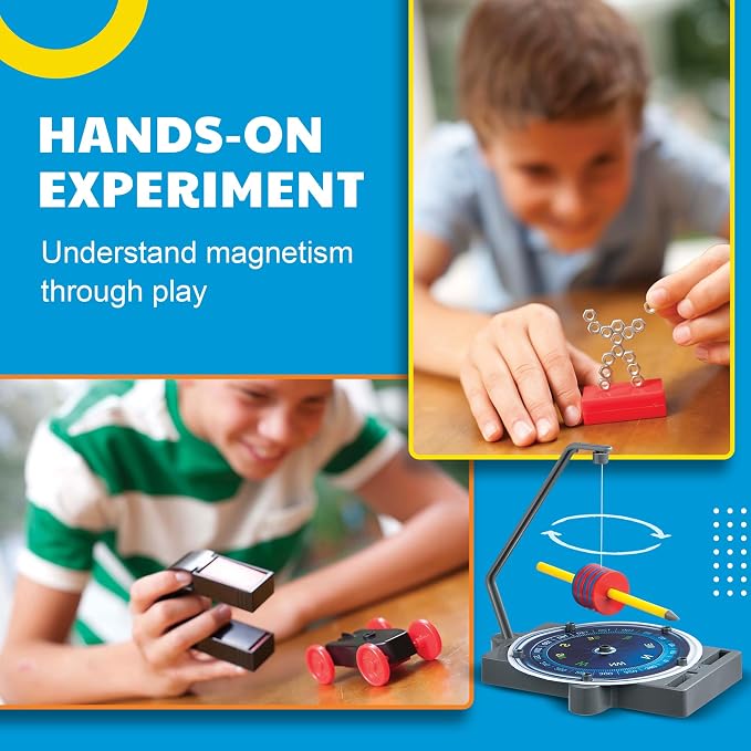 4M Magnet Exploration Kit for Kids Ages 5+ 20+Hands-On Science Experiments with 40+ Components, Build a Maglev Transporter, Magnetic Racer, Compass Yacht, UFO & More, STEM STEAM Educational Toy