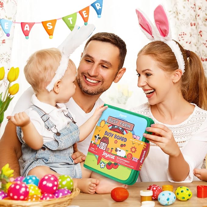 JoyCat Farm Busy Book for Toddlers 1-3, Montessori Quiet Book 15 Activities | 15 daily life activities in a farm busy book encourage hands-on learning, fine motor skills and screen-free play at home