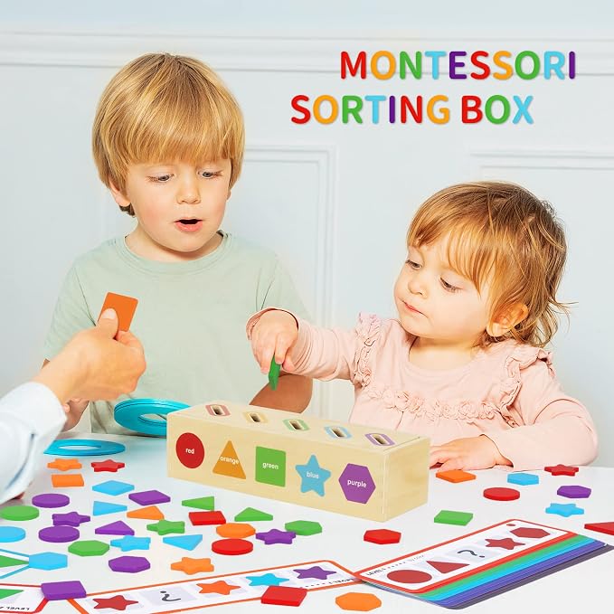 Montessori Toys for 1 2 3 Year Old, Color Sorting & Stacking Matching Toys | Learning Sorting Toys for Toddlers 1-3 Year Olds | Educational Toy Gift for 2 Year Old Boy Girl | 1st First Birthday Gifts