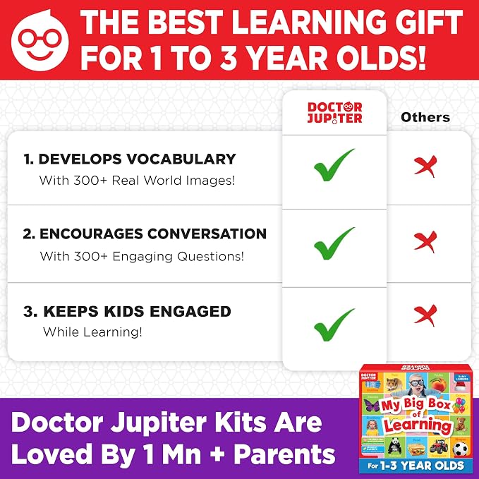 Doctor Jupiter My Big Box of Learning for Kids Ages 1-3 Year Old | Set of Board Books and Fun Activities, Birthday Gift Ideas for Boys & Girls 1,2,3, Year Olds, Toddler Educational Activities