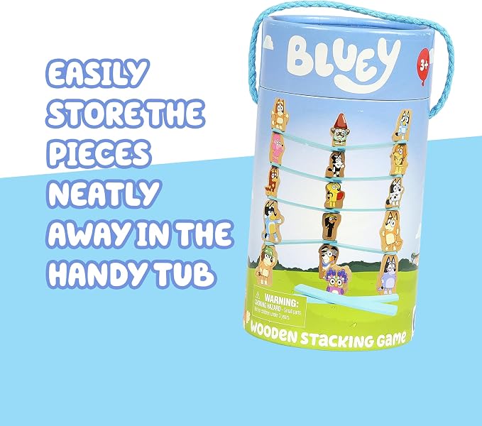 Bluey Stacking Game, Spin & Balance 15 Character Pieces