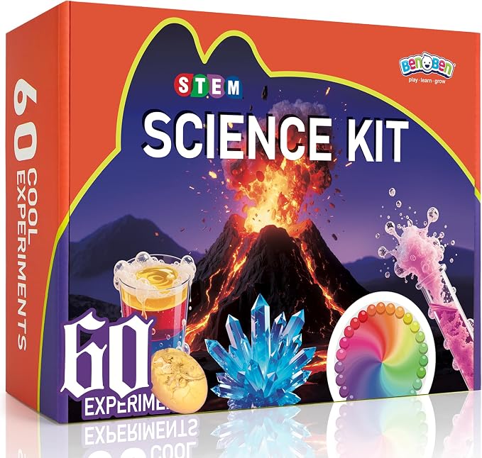BenBen Science Kit for Kids Age 6-8, 60 Starter Experiments,Birthday Gift | STEM Toy for Boys Girls, Homeschool Classroom Education, Family Group Screen-free Learning Activity, Back to School Gift