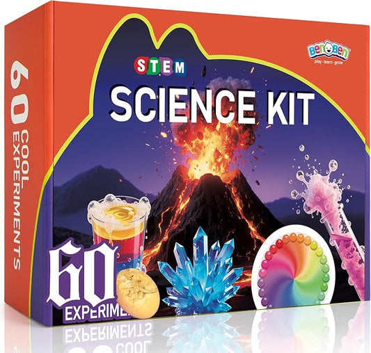 BenBen Science Kit for Kids Age 6-8, 60 Starter Experiments,Birthday Gift | STEM Toy for Boys Girls, Homeschool Classroom Education, Family Group Screen-free Learning Activity, Back to School Gift