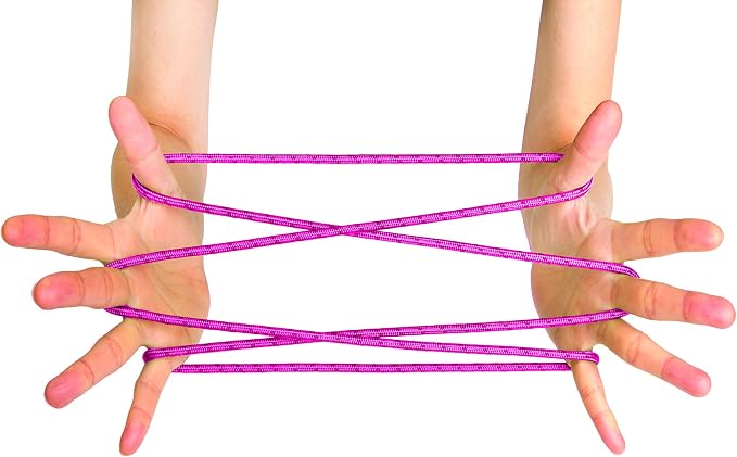 House of Marbles Cat's Cradle Classic String Game, Traditional Finger Loop Toy with Illustrated Instructions for Hand String Figures, Screen-Free Travel Activity, One Random Cord Color