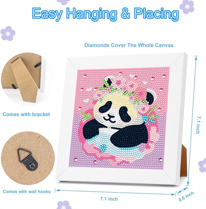Nardoll Diamond Art Kits for Kids - Arts and Crafts for Kids Ages 4-8-12 - Dimond Art Painting with Wooden Frame - GEM Art for Girls Gifts Boys Adults Beginners Home Wall Decor(7x7inch)