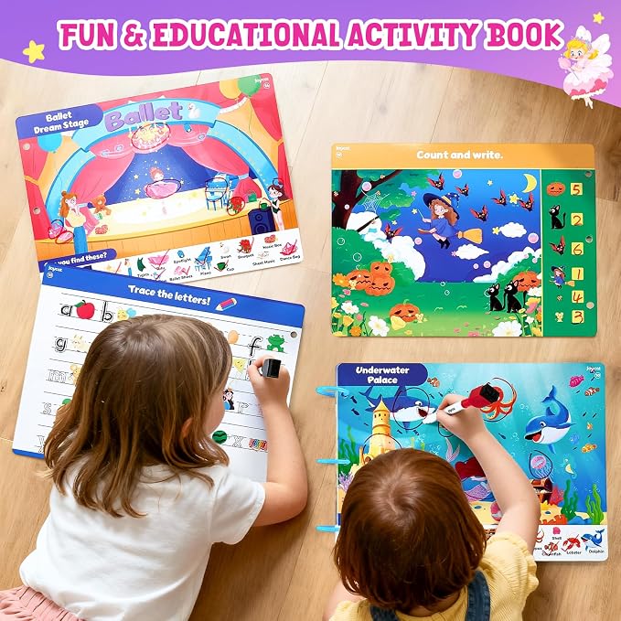JoyCat Seek & Find Game Book, Educational Toys for Girls Ages 3-6 | Preschool Learning Activities for Toddlers & Kids, Christmas Road Trip Travel Toys for Car & Airplane, Gifts for 3-6 Olds