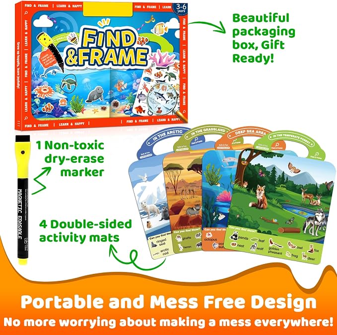 Search and Find Activity Books for Kids Ages 3-5, Toddler Toys Travel Game | Busy Book for Car Airplane Road Trip, Preschool Learning Activities, Educational Seek Activity Christmas Birthday Gifts
