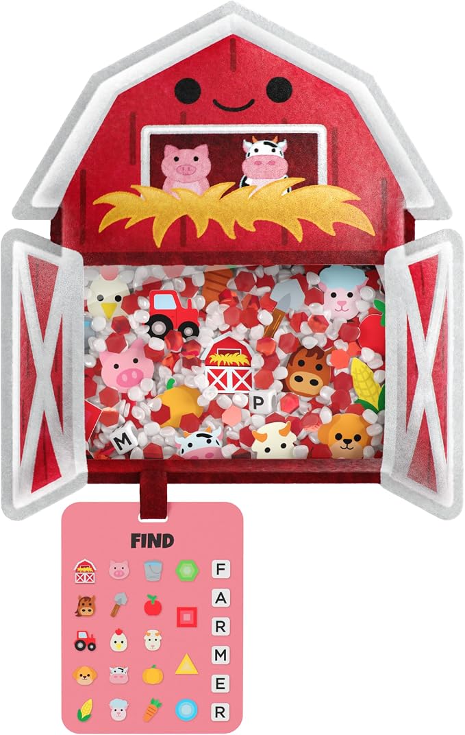 Vango BIZYBOO - The Original Seek & Find Plush - Hidden Object Search Problem Solving Educational Matching Game for Kids 2 and Up (Ol' Red)