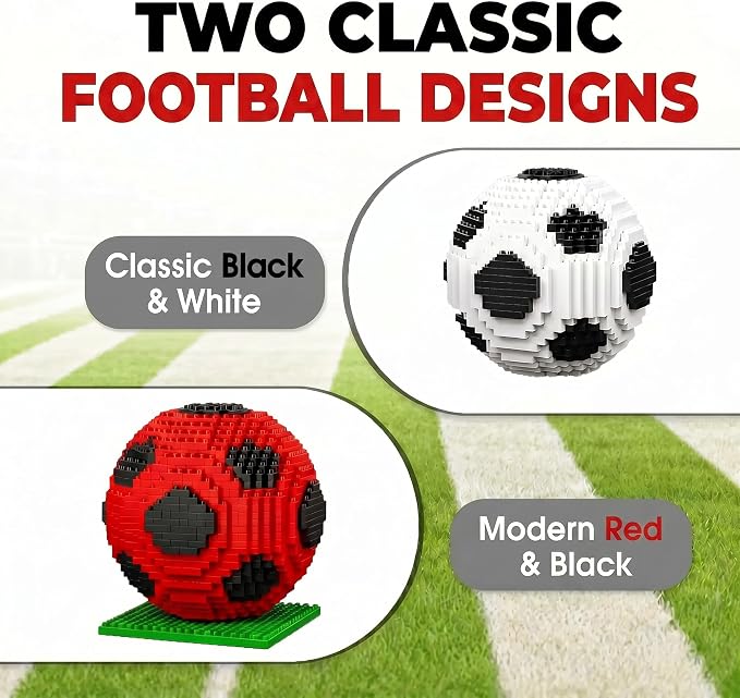 Soccer Ball Building Blocks Set, STEM Model Kit for Adults & Teens, Football Desk Decor Gift