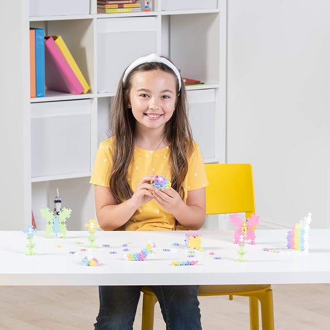 PLUS PLUS Learn to Build, Pastel Mix - 400 Piece Building Block Set | Stem Toys for Kids, Sensory Bin Fillers, Math Manipulatives, Classroom Must Haves, Gifts for Boys & Girls, Mini Waffle Blocks