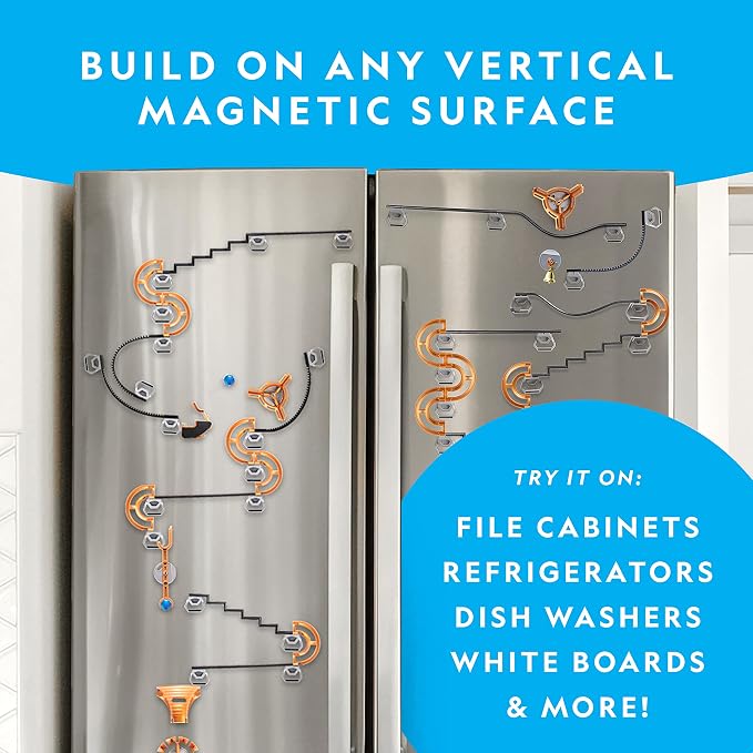 National Geographic Magnetic Marble Run STEM Building Set for Kids | Magnetic Track and Trick Pieces, Marble Maze, Engineering Toy, Creative Construction, STEM Project for Kids and Adults