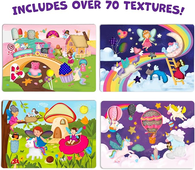 Skillmatics Fab Tabs – Unicorns & Princesses, Fabric Art, Sewing Craft Kit | Peel & Stick Sticker Activity, Mess-Free Play, Travel Toy, Gifts for Boys & Girls Ages 4, 5, 6, 7, 8, 9