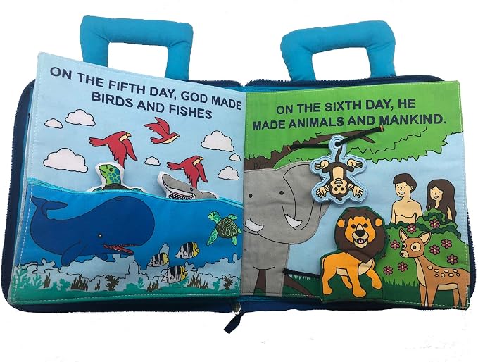 in The Beginning Quiet Book Explore The Story of Creation | Fabric Activity Busy Book for Toddlers and Children | Educational and Engaging Bible Church Book