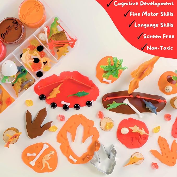 Ultimate Dinosaur Play Dough Kit (3 Jars) – Perfect for Ages 3-8