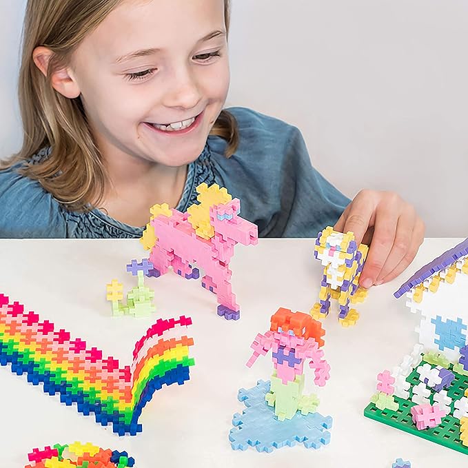 PLUS PLUS Learn to Build, Pastel Mix - 400 Piece Building Block Set | Stem Toys for Kids, Sensory Bin Fillers, Math Manipulatives, Classroom Must Haves, Gifts for Boys & Girls, Mini Waffle Blocks