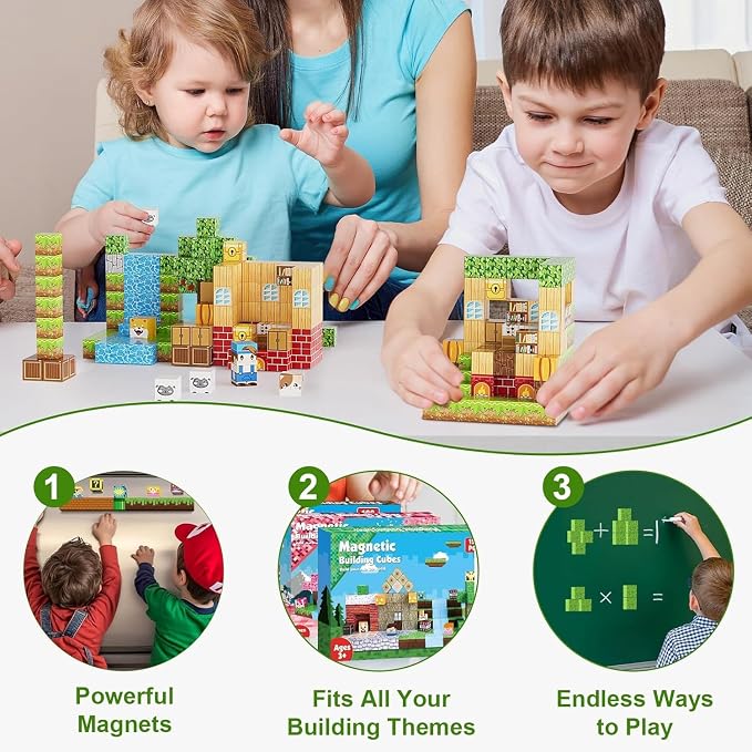 100PCS Magnetic Blocks, Magnetic Building Blocks, 0.78in Magnetic Building | STEM Game Stacking Toys for Kids, Birthday Gifts for Boys and Girls Age 3+ Years Old