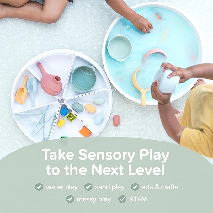 Explorer Bundle | Sensory Bin with Lid | Tuff Tray Accessories | Sensory Bin and Lid | Includes 1 PlayTRAY, Compartments, Bowls, Scoops, Droppers, Funnels, Tongs