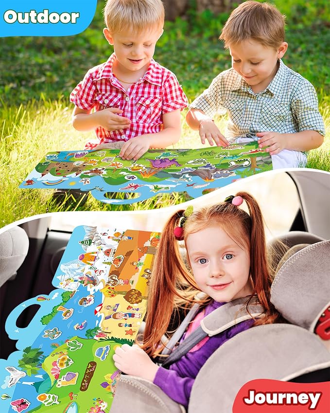 Walenced Reusable Sticker Book for Toddlers, Stickers for Kids, Toddler Toy | Toddler Craft Activities, Toddler Travel Toys, Boy Girl Birthday Gifts, Airplane Travel & Road Trip Essentials Kids