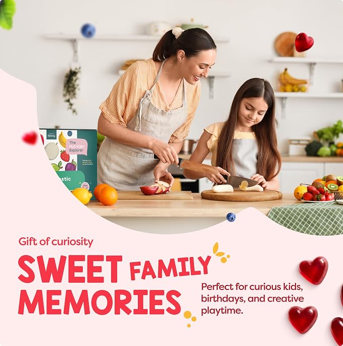 Baketivity Fantastic Fruit STEM Nutrition Kit Birthday Gift for Kids | Create DIY Fruit Gummies with Recipes, Crafts, and Educational Food Science Activities for Curious Young Learners