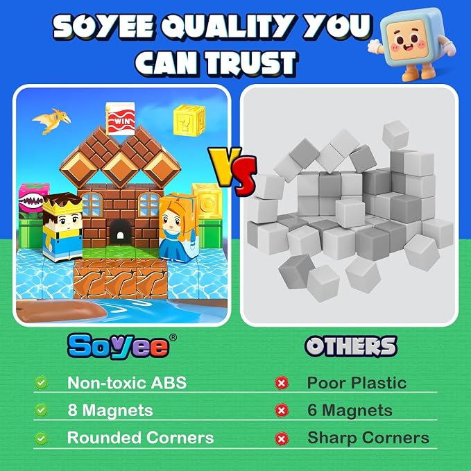 Magnetic Blocks 100PCS Building Cubes Kids Boys Girls Toys for Ages 3+ | STEM Sensory Learning Building Magnet Toys for Ages 3-5 5-7 8-10 10-12, Christmas Birthday Gifts for Kids Boys Girls