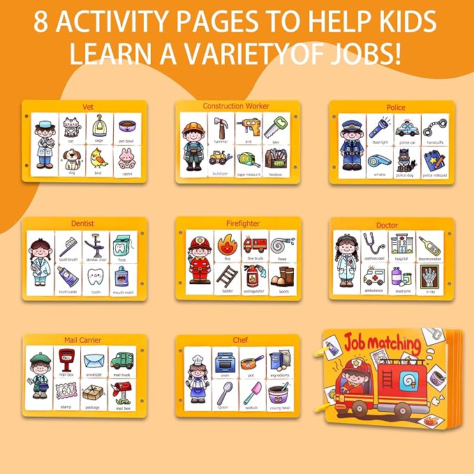NAHSHON Montessori Busy Book Job Sorting Learning Toys for Kids 3-5 | Preschool Learning Activities Educational Sorting Toys for Kids 3 Year Old, Autism Sensory Fine Motor Matching Games