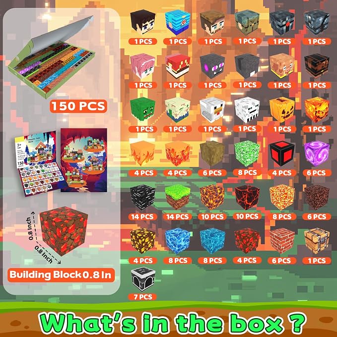 Magnetic Blocks, 150PCS Toys Building Cube Birthday Gifts for Kids | Magnetic Cubes, 0.8 inches Building Blocks, STEM Construction Toys Christmas Birthday Gifts for Kids Boys Girls